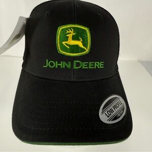 John Deere Men’s Black Low Profile Cap with Green & Yellow Logo, NWT